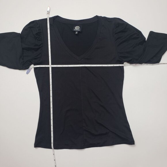 Bobeau Puff Sleeve Butter Top Womens Size XS Black V-Neck ¾ Sleeve Coquette NWOT - Picture 4 of 16